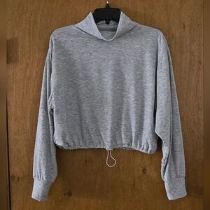 Gray Cropped Drawstring Shirt